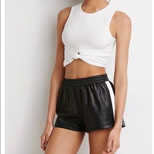 Forever 21 Striped Faux Leather Shorts